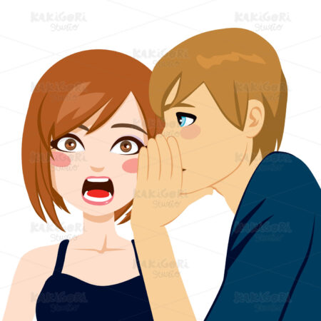 Woman Surprised By Secret Gossip Clipart Vector Illustration 01376