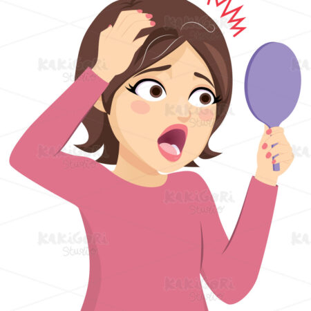 Woman Surprised First Gray Hair Clipart Vector Illustration 05019