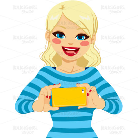 Woman Taking Photo With Smartphone Clipart Vector Illustration 02094