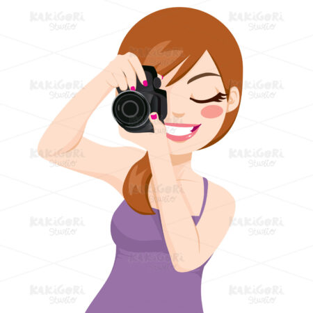 Woman Taking Photos Clipart Vector Illustration 01464
