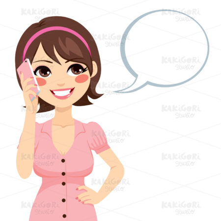 Woman Talking Smartphone Clipart Vector Illustration 02630