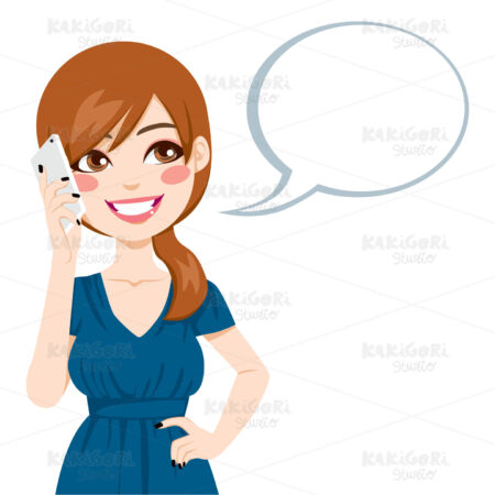 Woman Talking Using Smartphone Clipart Vector Illustration 01251