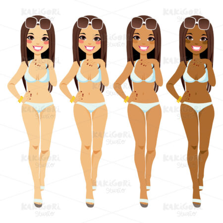 Woman Tanning Tones Clipart Vector Illustration 01434