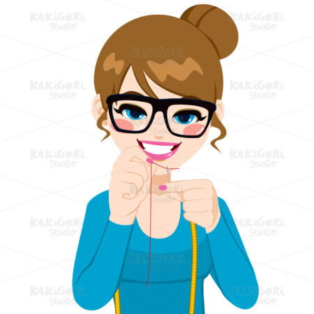Woman Thread Needle Clipart Vector Illustration 01710