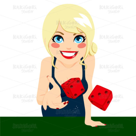 Woman Throwing Dice Clipart Vector Illustration 01698