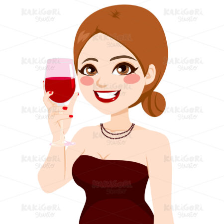 Woman Toasting Wine Clipart Vector Illustration 02809