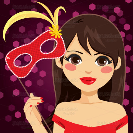 Woman Venetian Mask Clipart Vector Illustration 03241