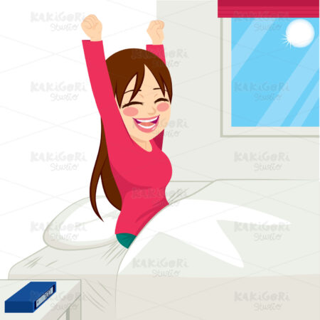Woman Waking Up Happy Clipart Vector Illustration 02510