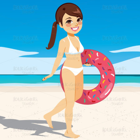 Woman Walking Beach Clipart Vector Illustration 03630
