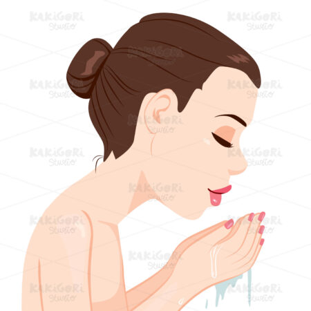 Woman Washing Face With Water Clipart Vector Illustration 02222