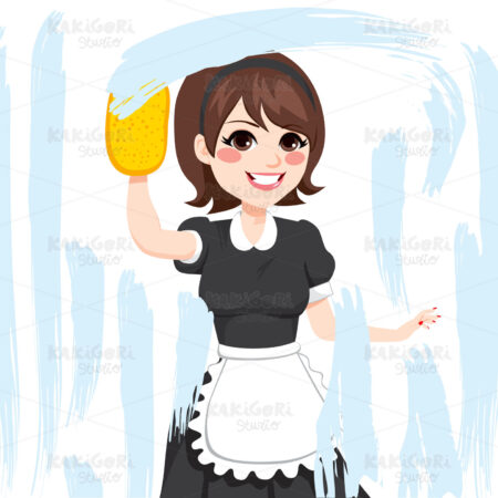 Woman Washing Window Clipart Vector Illustration 02587