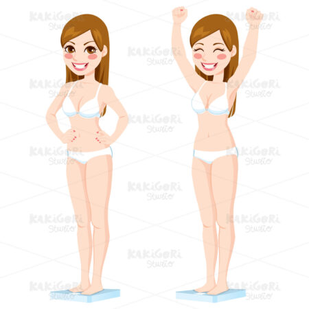 Woman Weight Loss Clipart Vector Illustration 01390
