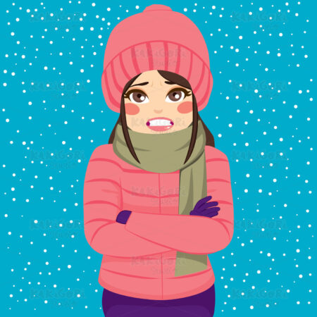 Woman Winter Shivering Clipart Vector Illustration 03246