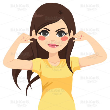 Woman With Fingers on Ears Clipart Vector Illustration 04231
