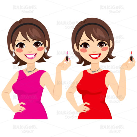 Woman With Lipstick Clipart Vector Illustration 02615