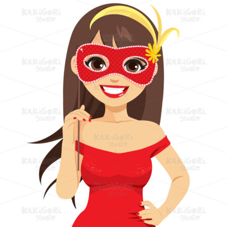 Woman With Venetian Mask Clipart Vector Illustration 03234
