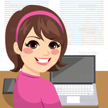 Woman Working Back Clipart Vector Illustration 02609