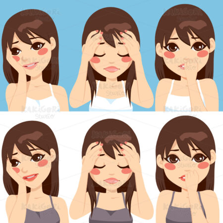 Woman Worried Expressions Clipart Vector Illustration 01260