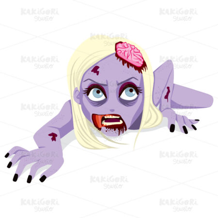 Woman Zombie Crawling Clipart Vector Illustration 01181