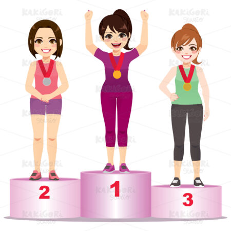 Women Athlete Podium Clipart Vector Illustration 04379