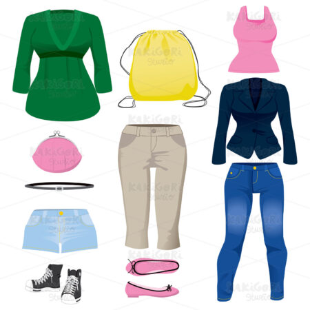 Women Clothing Collection Clipart Vector Illustration 01118