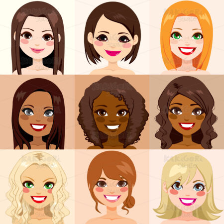 Women Diversity Skin Clipart Vector Illustration 02480