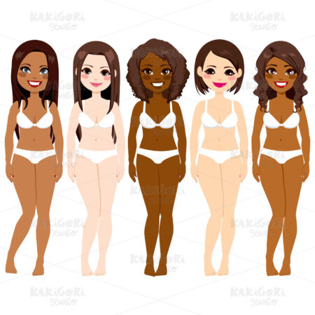 Women Diversity Underwear Clipart Vector Illustration 02479
