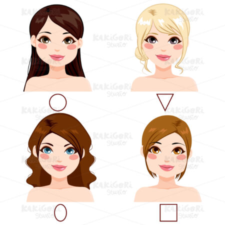 Women Face Shape Types Clipart Vector Illustration 02156