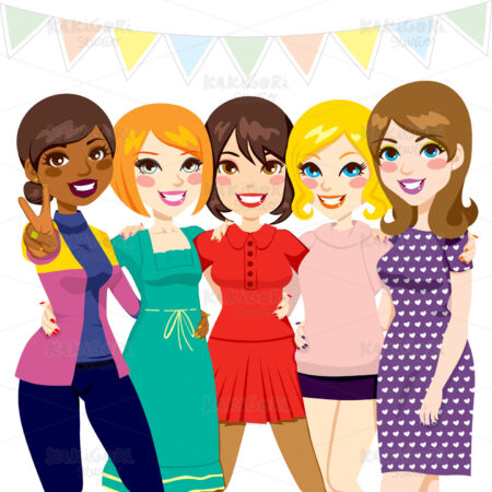 Women Friends Party Clipart Vector Illustration 01018