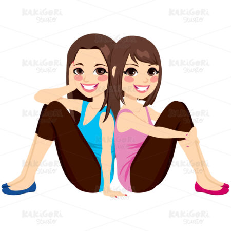 Women Sitting Back To Back Clipart Vector Illustration 01675