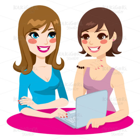 Women Social Networking Clipart Vector Illustration 01206
