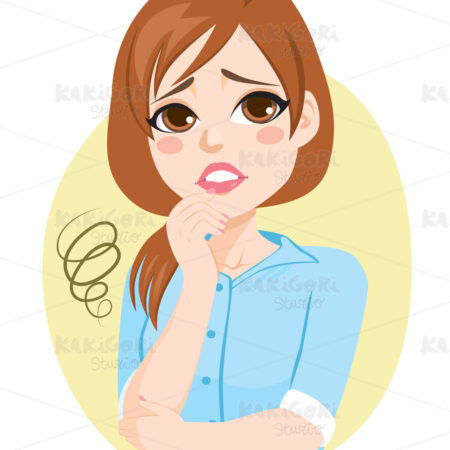 Worried Businesswoman Thinking Face Expression Clipart Vector Illustration 05060