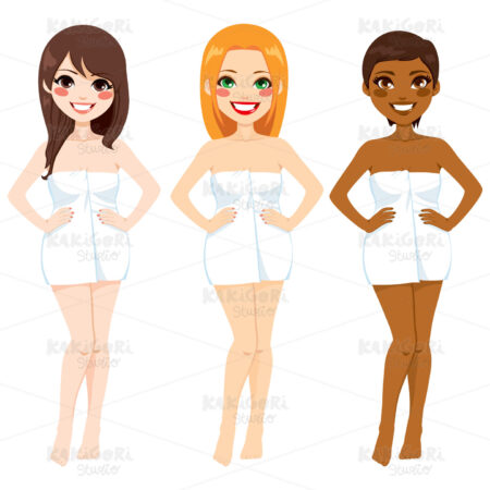 Wrapped Towel Women Clipart Vector Illustration 01724