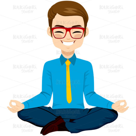 Yoga Businessman Relaxing Clipart Vector Illustration 03037