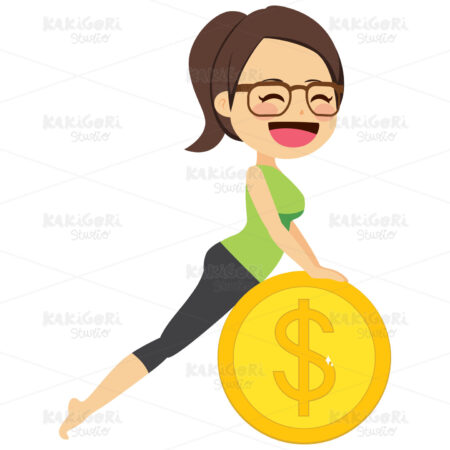 Yoga Money Woman Clipart Vector Illustration 03971