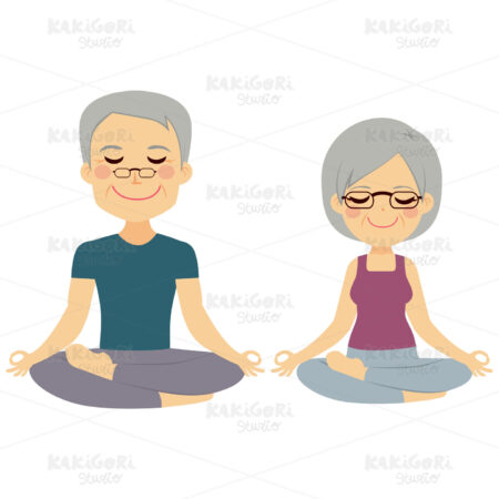 Yoga Senior Couple Clipart Vector Illustration 02949