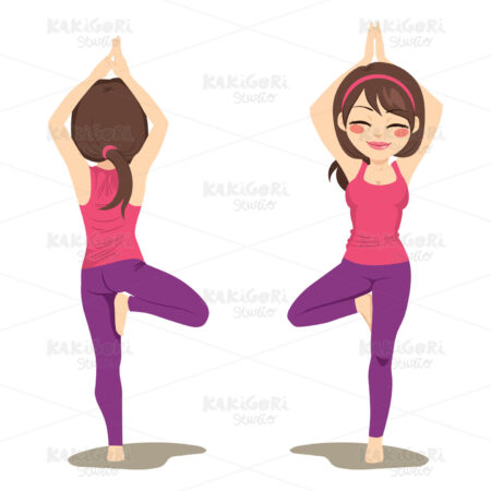 Yoga Tree Pose Clipart Vector Illustration 03773