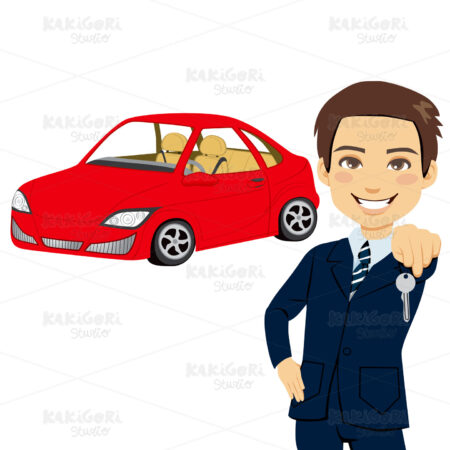 Young Automobile Salesman Clipart Vector Illustration 00824