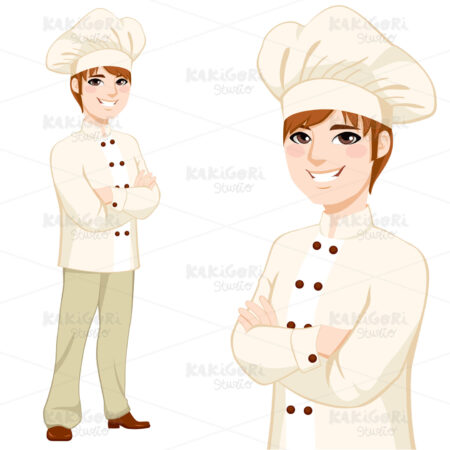 Young Chef Man Standing Clipart Vector Illustration 01831