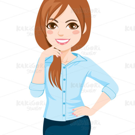 Young Confident Businesswoman Posing Clipart Vector Illustration 04981