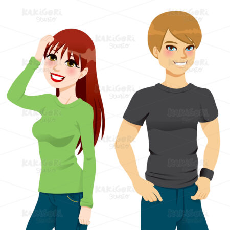 Young Couple T-shirt Clipart Vector Illustration 00893