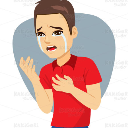 Young Desperate Man Crying Clipart Vector Illustration 05161