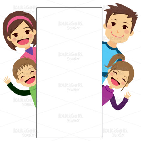 Young Family Placard Clipart Vector Illustration 02541