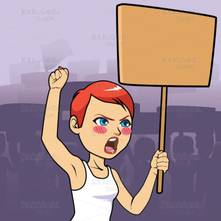 Young Girl Protesting Clipart Vector Illustration 04714