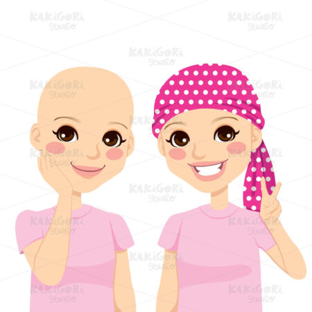 Young Girl With Cancer Clipart Vector Illustration 00992