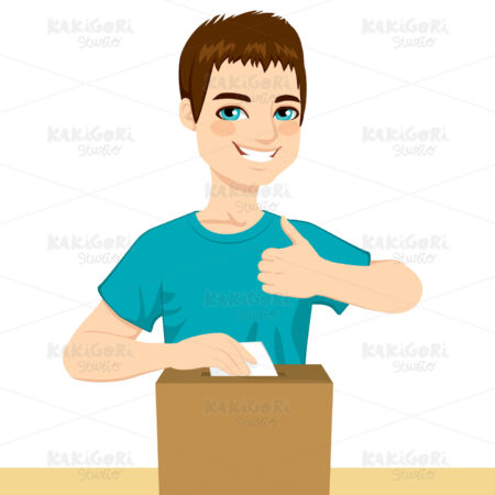Young Happy Man Voting Clipart Vector Illustration 01916