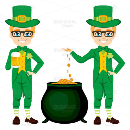 Young Leprechaun Saint Patrick Clipart Vector Illustration 02544