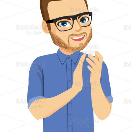 Young Man Clapping Applause Clipart Vector Illustration 05128