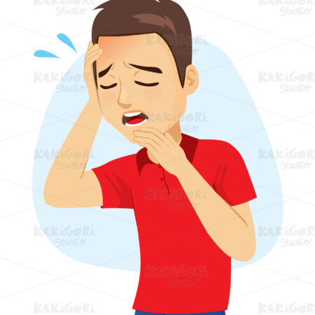 Young Man Suffering Migraine Clipart Vector Illustration 05160