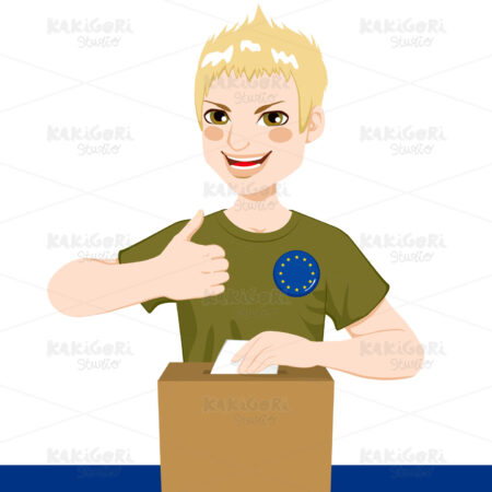 Young Man Voting Clipart Vector Illustration 01612